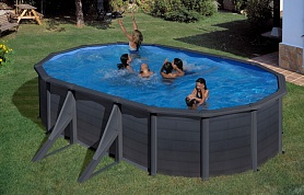 Овальный бассейн, серия "GRANADA" 610x375x132см, имитация Графит