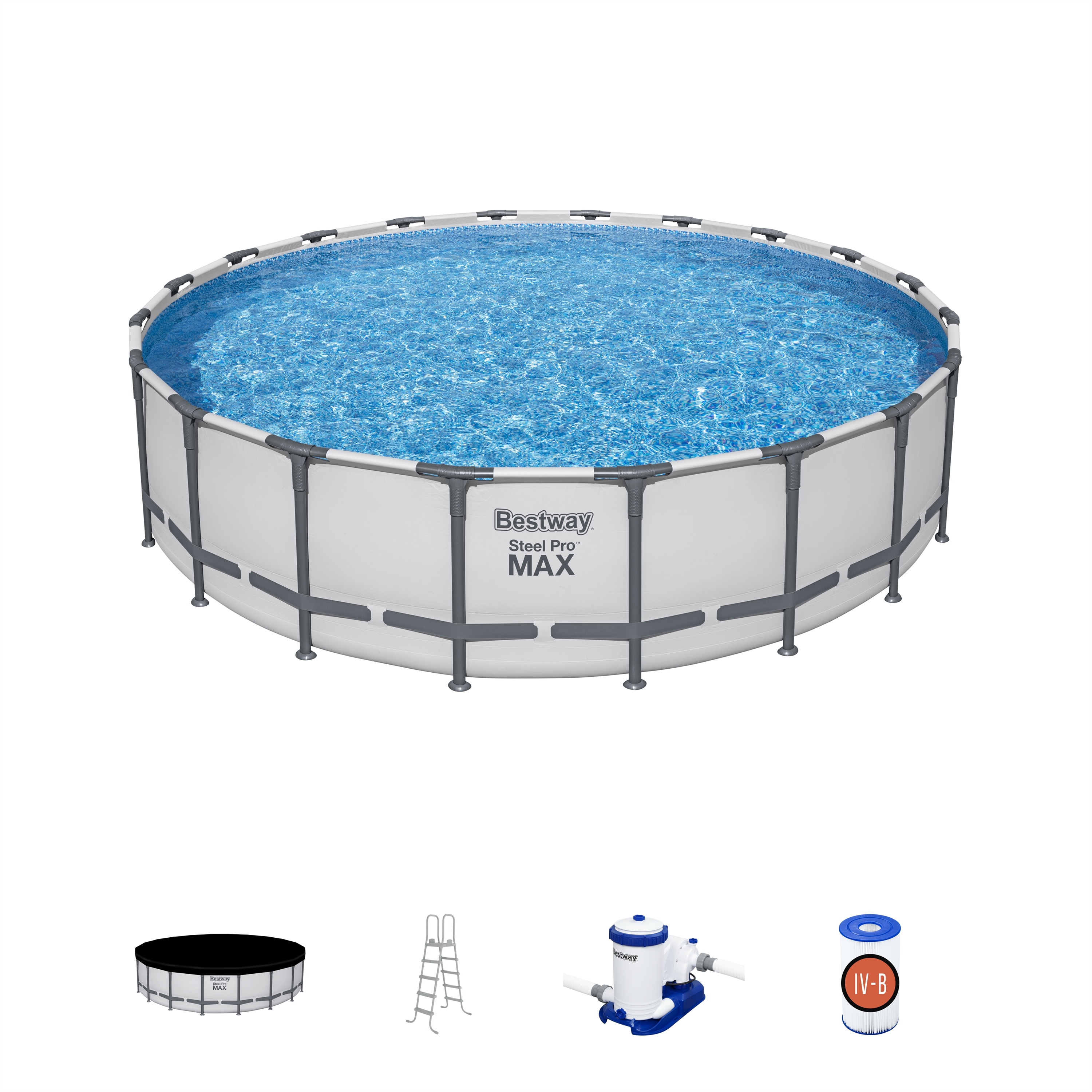Каркасный бассейн Steel Pro Max 610x132см, 33240 л, фил.-нас. 9463 л\ч, лестн, тент