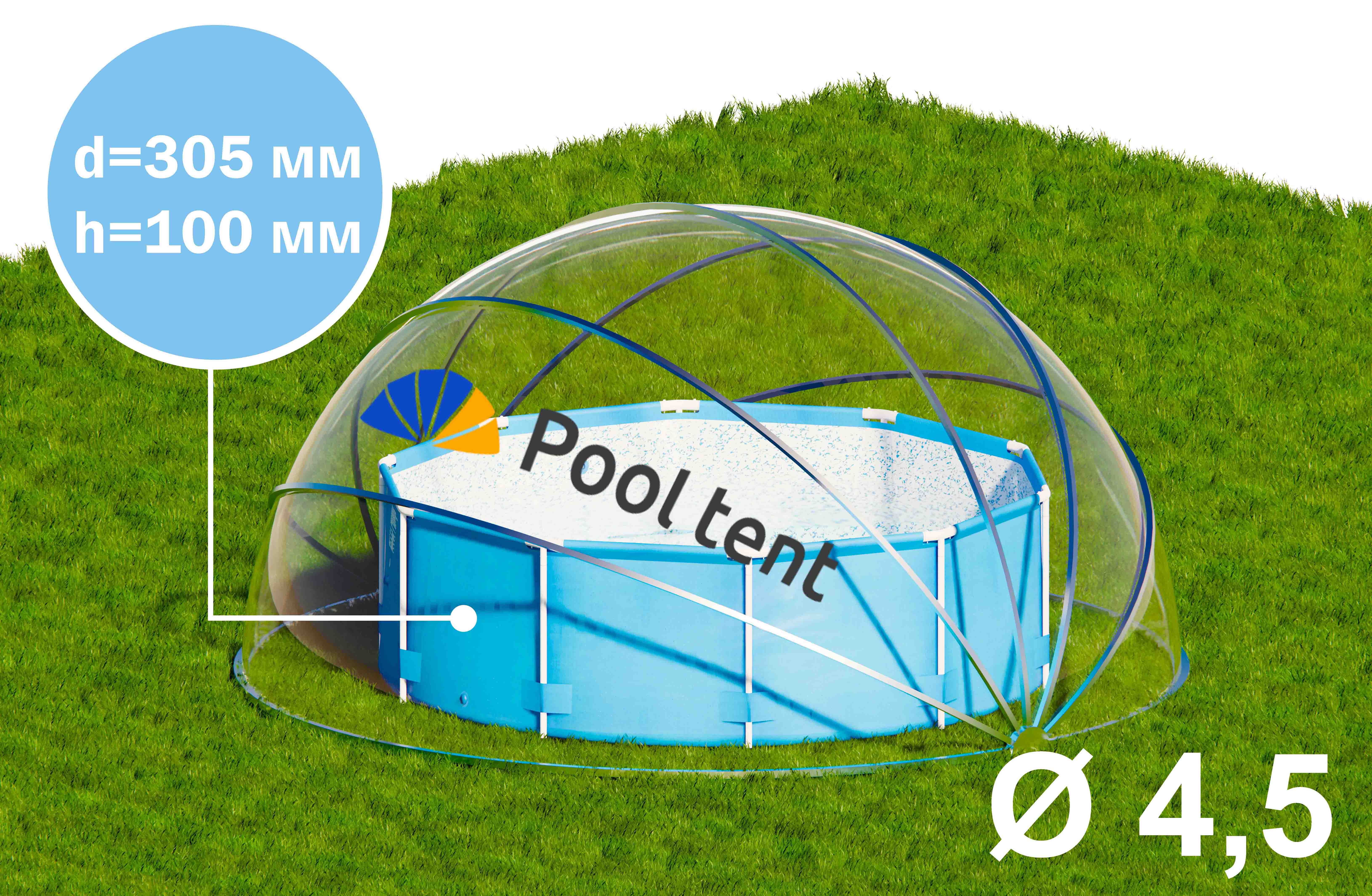 Круглый купольный тент павильон Pool Tent 4,5м. для бассейнов и СПА, синий