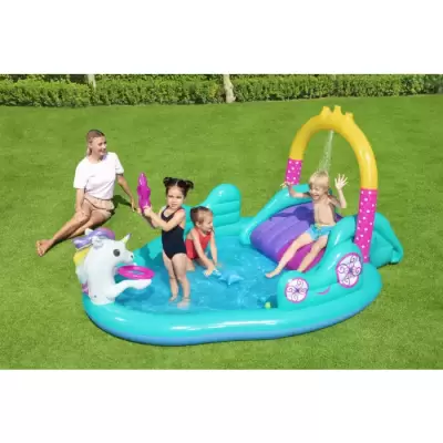 Игровой центр 274х198х137см "Волшебный единорог" с разбрыз., горкой и игрушками, 220л, от 2 лет