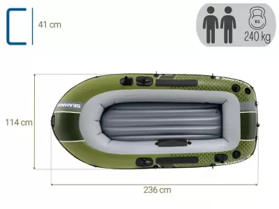 Надувная лодка "Seahawk 2" 236х114х41см, вёсла 59623, насос 68612, до 240кг