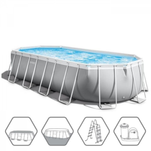 Каркасный бассейн Prism Frame 610х305x122см "Oval" 18202л, фил.-насос 5678л\ч, лестн., тент, подст.