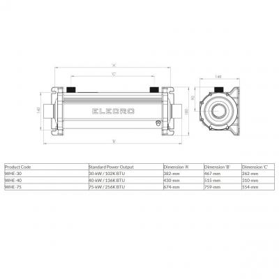 Теплообменник Elecro WHE 75 кВт (titanium)