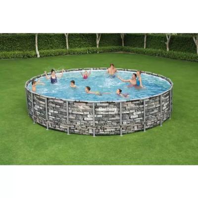 Каркасный бассейн Power Steel 671x132см "Камень" 40377л, фил.-нас. 9463л/ч, лестн., тент, попл.-доз.