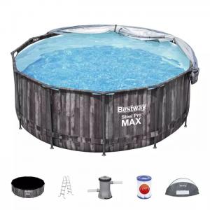 Каркасный бассейн Steel Pro Max 366х122см, 10250л, с навесом, фил.-насос 2006л/ч, лестница, тент