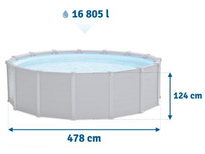 Каркасный бассейн 478х124см "Graphite Gray Panel" 16805л, песч.фил.-нас. 4500л\ч, лестн, тент, подст