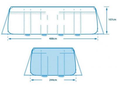 Каркасный бассейн Prism Frame 488х244х107см, 10874л, фил.-насос 3785л\ч, лестница, тент, подстилка