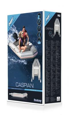 Надувная лодка "Caspian" 230х130х33см с жёстким дном, вёсла 145см, насос, транец, до 258кг