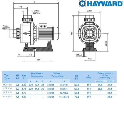 Насос Hayward HCP10251E BC250/KA250 (220В, 2,5HP)