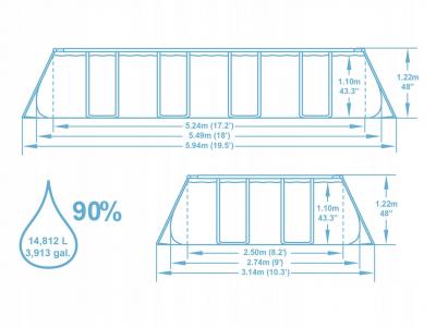 Каркасный бассейн Power Steel 549х274х122см, 14812л, песч.фил.-нас. 5678/ч, лестн., тент, попл.-доз.