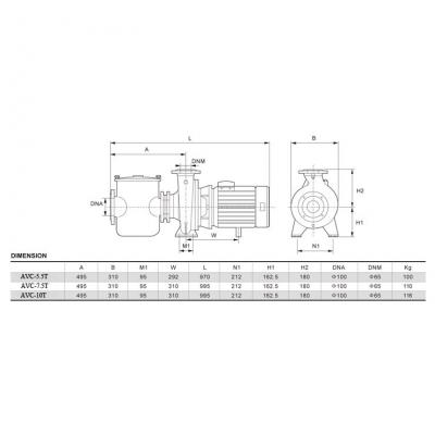 Насос AquaViva AVC-7.5T (380В, 77м³/час, 7.5HP)