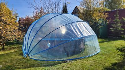 Круглый купольный тент павильон Pool Tent 4,5м. для бассейнов и СПА, синий