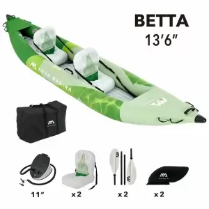 Надувной каяк "Betta-412" 412x80см двухместный, насос, весла, сиденья, киль, сумка, до 180кг