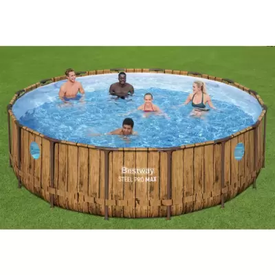 Каркасный бассейн Power Steel 488х122см "Дерево" 19480л, фил.-нас. 5678л/ч, лестн., тент, попл.-доз.