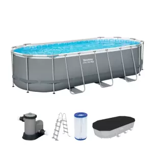 Каркасный бассейн Power Steel 549х274х122см, 13430л, фил.-насос 5678л/ч, лестница, тент, попл.-доз.