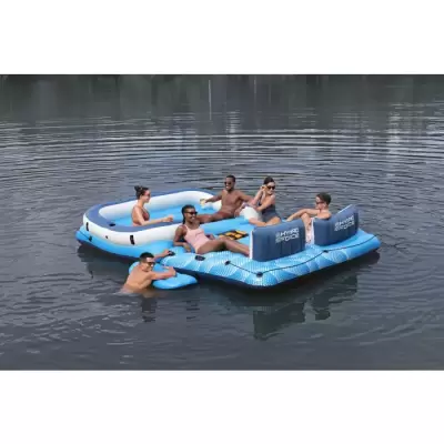 Надувной матрас-остров 389х274см "Tropical Breeze" с навесом, холодил., ручками и подст., до 540кг