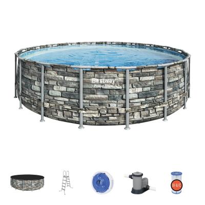 Каркасный бассейн Power Steel 549x132см "Камень" 26000л, фил.-нас. 5678л/ч, лестн., тент, попл.-доз.