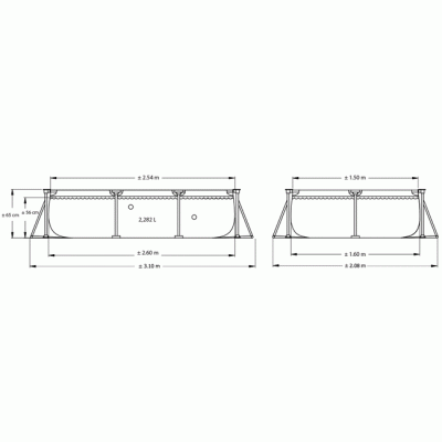 Каркасный прямоугольный бассейн 260х160х65см, 2282л