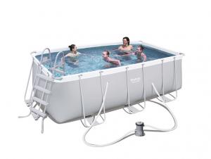 56241 BW, BestWay, Каркасный прямоугольный бассейн 412х201х122 см, 8124 л, фильтр-насос 2006л/ч, лестница, уп.1