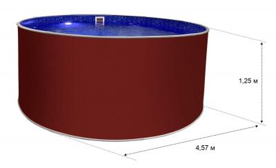 Круглый бассейн ЛАГУНА 4,57 х 1,25 м (рубиново-красный RAL 3003)