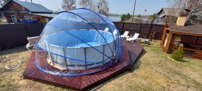 Круглый купольный тент павильон Pool Tent 4,5м. для бассейнов и СПА, синий