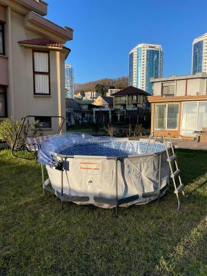 Круглый купольный тент Pool Tent на бассейн диаметром 457см, серый