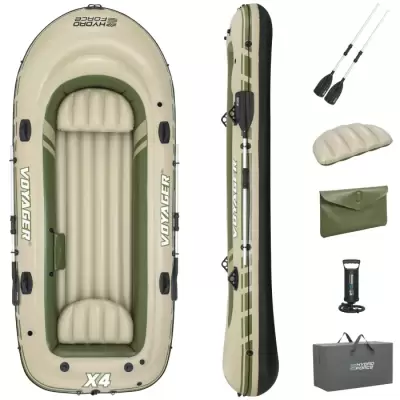 Надувная лодка "Voyager X4 Raft" 350х145см, вёсла 62064, насос 62003, до 480кг