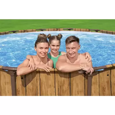 Каркасный бассейн Power Steel 488х122см "Дерево" 19480л, фил.-нас. 5678л/ч, лестн., тент, попл.-доз.