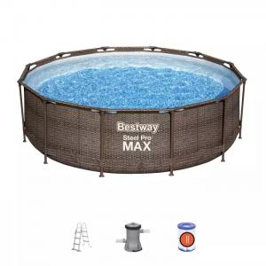 Каркасный бассейн Steel Pro Max 366х100см "Ротанг" 9150л, фил.-насос 2006л/ч, лестница