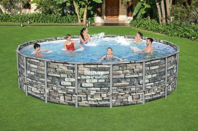 Каркасный бассейн Power Steel 549x132см "Камень" 26000л, фил.-нас. 5678л/ч, лестн., тент, попл.-доз.