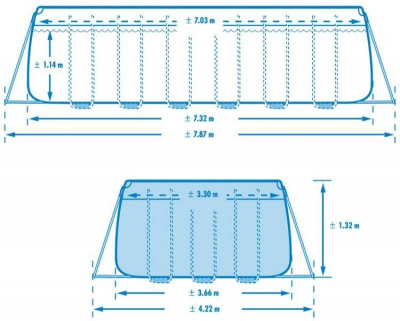 Каркасный бассейн Ultra XTR Frame 732х366х132см, 31805л, комб.фил.-нас. 6000л\ч, лестн, тент, подст.