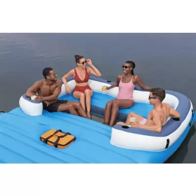 Надувной матрас-остров 389х274см "Tropical Breeze" с навесом, холодил., ручками и подст., до 540кг