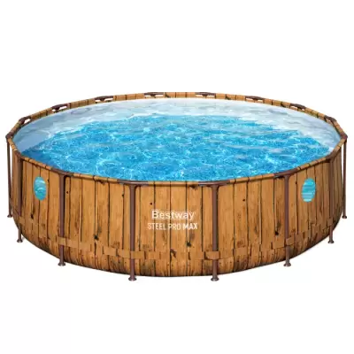 Каркасный бассейн Power Steel 488х122см "Дерево" 19480л, фил.-нас. 5678л/ч, лестн., тент, попл.-доз.