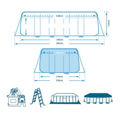 Каркасный бассейн Ultra Frame 549х274х132см, 17203л, песч.фил.-насос 4500л\ч, лестн., тент, подст.